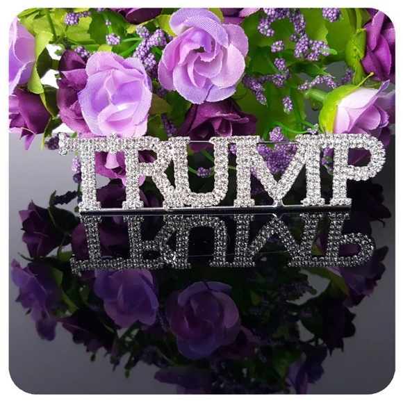 Large 4 Inch Sparkling Rhinestone Trump Pin - Picture 4 of 4